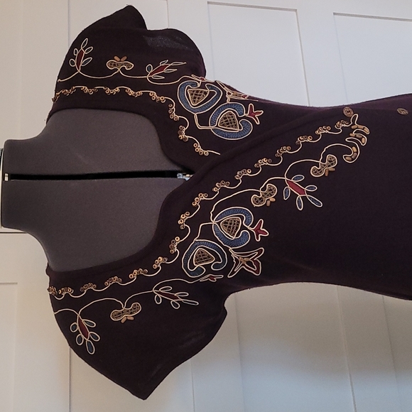 Carole Little Vintage Deep Purple Sweater Knit dress, M, 70% acrylic, 30% wool - Picture 2 of 9